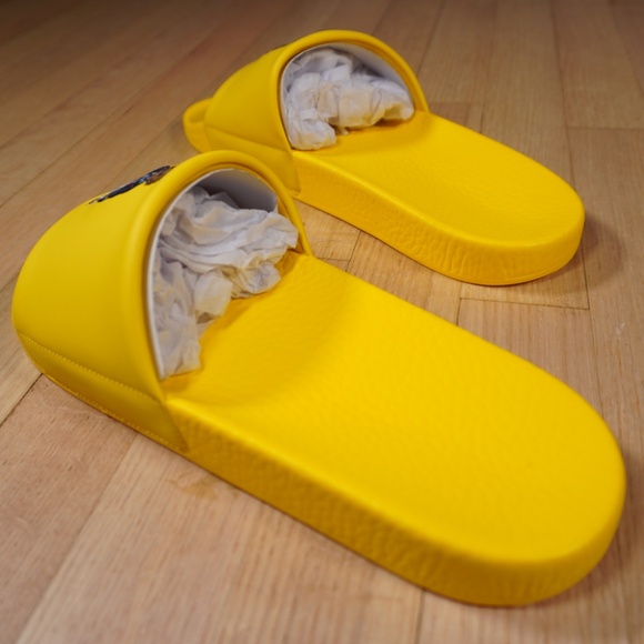 Polo Ralph Lauren Bear Slide Yellow Size 13 D PU EVA Brand New - Picture 6 of 11